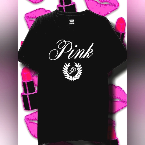 Victoria's Secret PINK Oversized Black Campus Short Sleeve Tee Size XXL - Picture 2 of 4